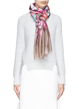 Figure View - Click To Enlarge - FRANCO FERRARI - Abstract halo print cotton-silk scarf