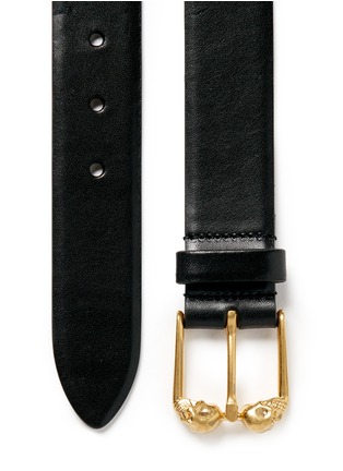 Detail View - Click To Enlarge - ALEXANDER MCQUEEN - Double skull buckle leather belt