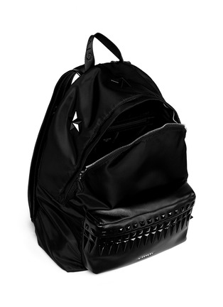 Detail View - Click To Enlarge - GIVENCHY - Stud leather pocket nylon backpack