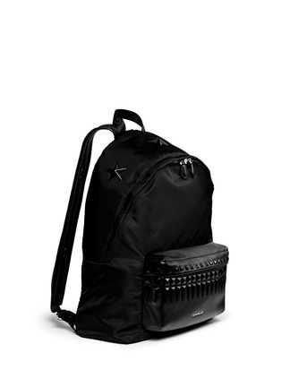 Figure View - Click To Enlarge - GIVENCHY - Stud leather pocket nylon backpack