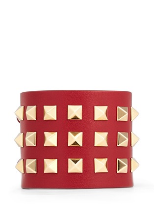 Main View - Click To Enlarge - VALENTINO GARAVANI - 'Rockstud' wide leather bracelet