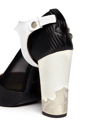 Detail View - Click To Enlarge - TOGA SHOES - Detachable harness contrast mesh leather pumps