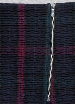 Detail View - Click To Enlarge - ELIZABETH AND JAMES - 'Keller' texture check plaid wrap front mini skirt