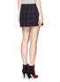 Back View - Click To Enlarge - ELIZABETH AND JAMES - 'Keller' texture check plaid wrap front mini skirt