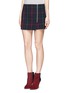 Front View - Click To Enlarge - ELIZABETH AND JAMES - 'Keller' texture check plaid wrap front mini skirt