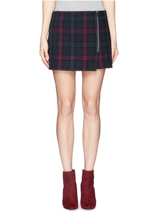 Main View - Click To Enlarge - ELIZABETH AND JAMES - 'Keller' texture check plaid wrap front mini skirt