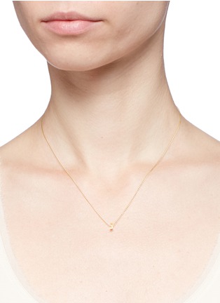 Figure View - Click To Enlarge - XR - 'Initiale S' diamond 16k gold plated necklace