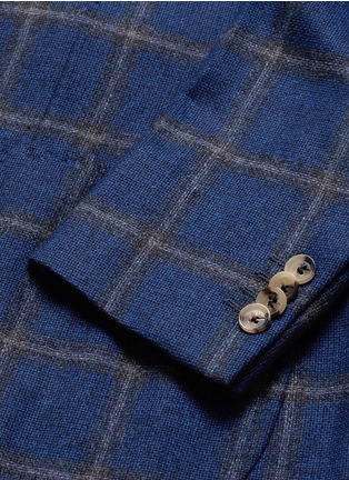 Detail View - Click To Enlarge - ISAIA - 'Cortina' double breasted wool-cashmere hopsack blazer