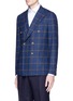 Front View - Click To Enlarge - ISAIA - 'Cortina' double breasted wool-cashmere hopsack blazer