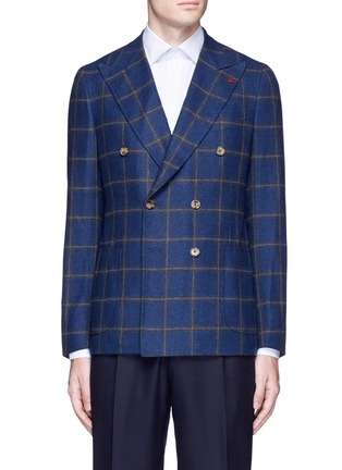 Main View - Click To Enlarge - ISAIA - 'Cortina' double breasted wool-cashmere hopsack blazer