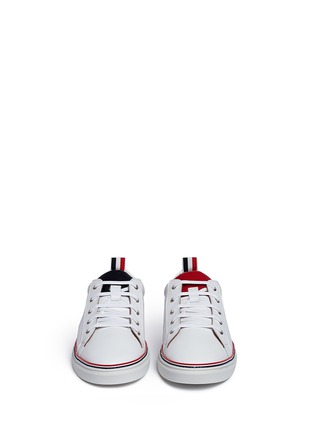 Front View - Click To Enlarge - THOM BROWNE  - Pebble leather sneakers