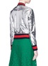 Back View - Click To Enlarge - GUCCI - Cracked metallic leather bomber jacket