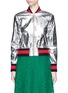 Main View - Click To Enlarge - GUCCI - Cracked metallic leather bomber jacket