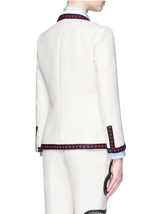 Back View - Click To Enlarge - GUCCI - Crochet trim flower embroidery cady crepe tailored jacket