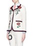 Front View - Click To Enlarge - GUCCI - Crochet trim flower embroidery cady crepe tailored jacket