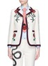 Main View - Click To Enlarge - GUCCI - Crochet trim flower embroidery cady crepe tailored jacket