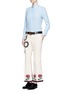 Figure View - Click To Enlarge - GUCCI - Crochet trim embroidered flared cady pants
