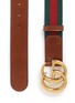 Detail View - Click To Enlarge - GUCCI - GG logo buckle leather canvas web belt