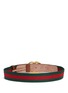 Back View - Click To Enlarge - GUCCI - GG logo buckle leather canvas web belt