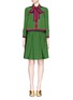 Figure View - Click To Enlarge - GUCCI - Web ribbon trim inverted pleat faille skirt