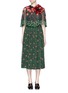 Main View - Click To Enlarge - GUCCI - Sequin flower brooch tulip leaf print silk cape dress