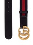 Detail View - Click To Enlarge - GUCCI - GG logo buckle leather canvas web belt