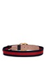 Back View - Click To Enlarge - GUCCI - GG logo buckle leather canvas web belt