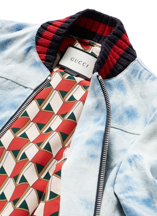 Detail View - Click To Enlarge - GUCCI - Stripe rib tie dye denim bomber jacket