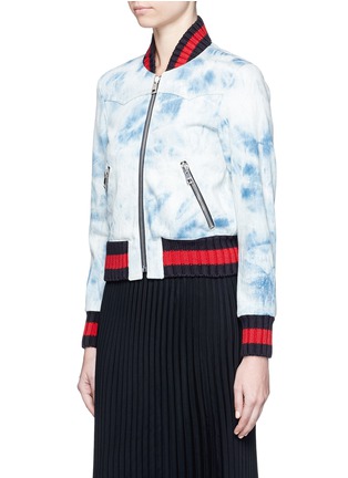 Front View - Click To Enlarge - GUCCI - Stripe rib tie dye denim bomber jacket