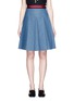 Main View - Click To Enlarge - GUCCI - Stripe web waistband inverted pleat denim skirt