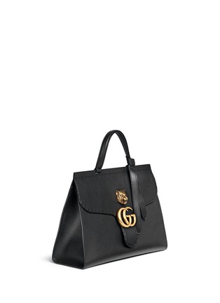 Figure View - Click To Enlarge - GUCCI - 'GG Marmont' tiger head pebbled leather satchel
