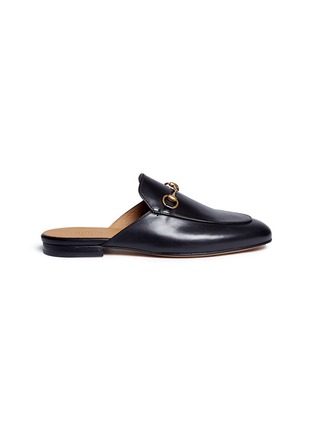 Main View - Click To Enlarge - GUCCI - 'PRINCETOWN' HORSEBIT LEATHER SLIDE LOAFERS