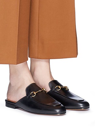 Figure View - Click To Enlarge - GUCCI - 'PRINCETOWN' HORSEBIT LEATHER SLIDE LOAFERS