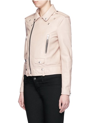 Front View - Click To Enlarge - SAINT LAURENT - Asymmetric zip front leather motorcycle jacket