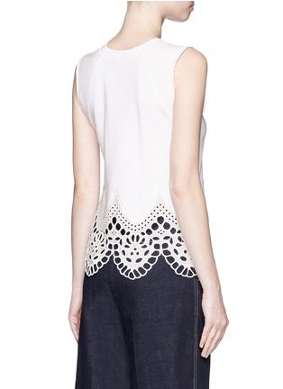 Back View - Click To Enlarge - CHLOÉ - Broderie anglaise lace hem sleeveless sweatshirt