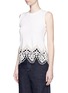 Front View - Click To Enlarge - CHLOÉ - Broderie anglaise lace hem sleeveless sweatshirt