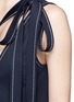 Detail View - Click To Enlarge - CHLOÉ - Bow tie contrast stitch plunge V-neck dress