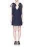 Main View - Click To Enlarge - CHLOÉ - Bow tie contrast stitch plunge V-neck dress