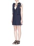 Figure View - Click To Enlarge - CHLOÉ - Bow tie contrast stitch plunge V-neck dress