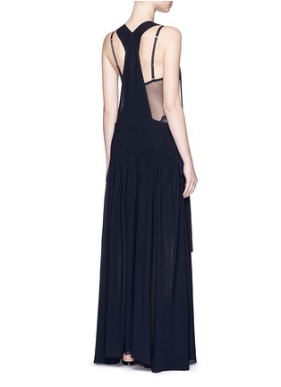 Back View - Click To Enlarge - CHLOÉ - Open back crepe dungaree tier maxi dress