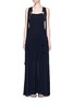 Main View - Click To Enlarge - CHLOÉ - Open back crepe dungaree tier maxi dress
