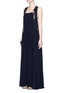 Figure View - Click To Enlarge - CHLOÉ - Open back crepe dungaree tier maxi dress