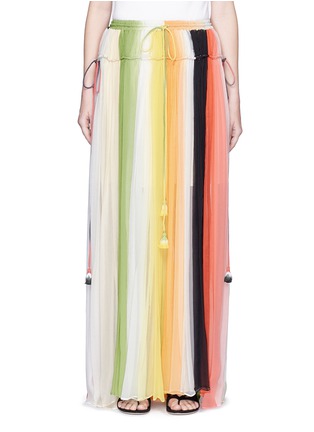 Main View - Click To Enlarge - CHLOÉ - Rainbow silk crépon tassel drawstring skirt