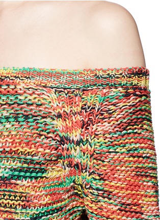 Detail View - Click To Enlarge - CHLOÉ - Off-shoulder tassel drawstring hem chunky knit top