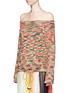 Front View - Click To Enlarge - CHLOÉ - Off-shoulder tassel drawstring hem chunky knit top
