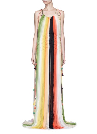 Main View - Click To Enlarge - CHLOÉ - Rainbow drawstring tassel silk crépon gown