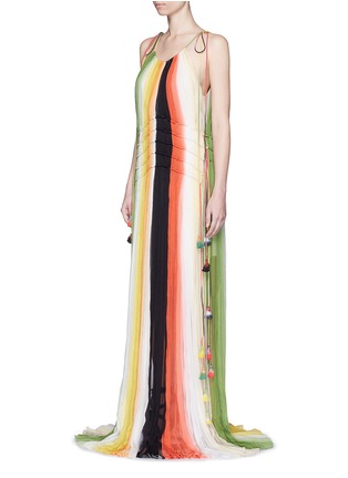 Figure View - Click To Enlarge - CHLOÉ - Rainbow drawstring tassel silk crépon gown