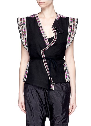 Main View - Click To Enlarge - ISABEL MARANT - 'Blaine' bead embroidered rope tie top