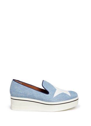 Main View - Click To Enlarge - STELLA MCCARTNEY - Star print denim platform slip-ons