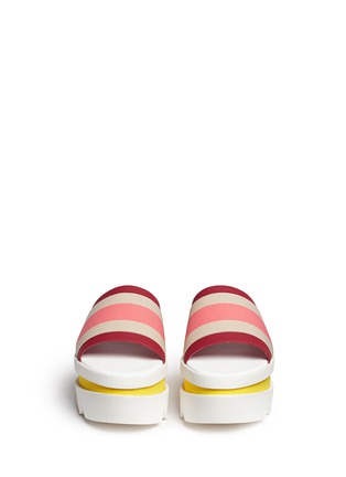 Front View - Click To Enlarge - STELLA MCCARTNEY - Stripe band slide platform sandals